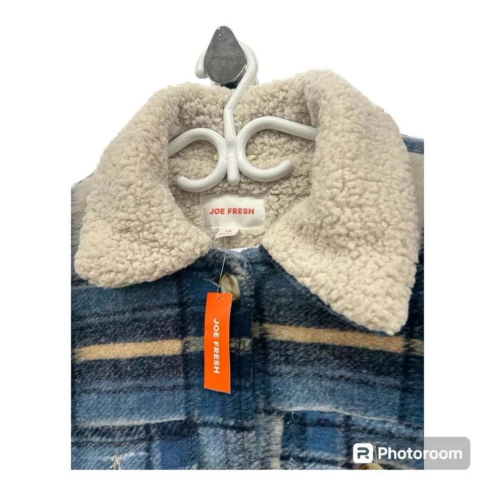 Joe Fresh Blue and Cream Plaid Coat - Picture 4 of 11